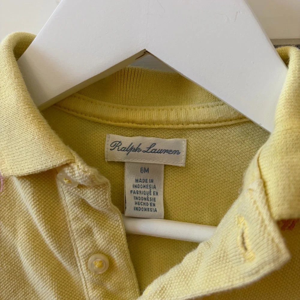 Ralph Lauren Yellow Logo Embroidered Romper 6 Months